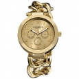 Akribos XXIV Women's Twist Chain Quartz Multifunction Watch with Goldtone Dial