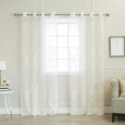 Aurora Home Sheer Scroll Pattern Grommet Top Curtain Panel Pair