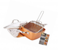 Non-stick Copper Titianium Chef 5 Piece 9.5" Square Pan Set