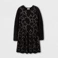Girls' Jacquard Star Long Sleeve Sweater Dress - Cat & Jack Black XL