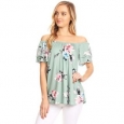 Women's Floral Patern Off Shoulder Tunic Top