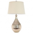 Safavieh Lighting 27.5-inch Elli Champagne White Linen Hard Back Gourd Table Lamp