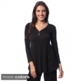 24/7 Comfort Apparel Women's Long Sleeve Three Button Tunic Top