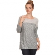 Women's Two-tone Grey Rib Knit Top