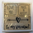 4 Wooden Valentine's Day Classroom Rubber Stamps Teacher Supply Love Ya Card