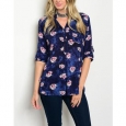 JED Women's Soft Rayon Floral Long Sleeve Button Down Shirt