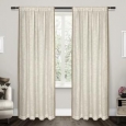 ATI Home Baja Natural Linen Toned Border Sheer Rod Pocket Curtain Panel Pair