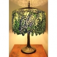 Blue Wisteria Tiffany Style Lamp w/ Tree Trunk Base