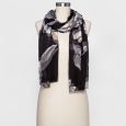 Women's Floral Scarf - A New Day Black One Size, Black/White