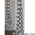 Trellis Bold Flocked 96-inch Curtain Panel in White/black (As Is Item)