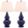 Safavieh Lighting 26.5-inch Cybil Double Gourd Navy Table Lamps (Set of 2)