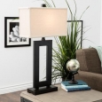 Mocha Metal Table Lamp with Cream Shade