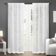 ATI Home Cali Embroidered Sheer Rod Pocket Window Curtain Panel Pair