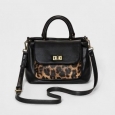 Merona Women's Leopard Spot Satchels With Removable Strap - Black