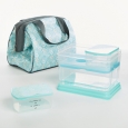 Fit & Fresh Charlotte Lunch Kit - Aqua Stamp Rings, Blue