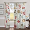 Laural Home Dream Beach Shells Collage 84 Inch Sheer Curtain Panel