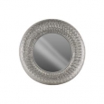 Accent Round Wall Mirror Parquet Pierced Metal Frame-Silver