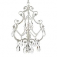 Wrought Iron and Crystal White Chandelier Pendant