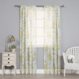 Aurora Home Watercolor Rose Sheer Curtain Panel Pair