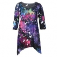 Women's Paint Splatter Tunic Top - Long Sharkbite Hem Shirt