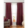 Dark Maroon Tab Top Matka Raw Silk Curtain / Drape / Panel - Piece