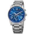 Akribos XXIV Women's Swiss Quartz Multifunction Blue Silver-tone Stainless Steel Bracelet Watch