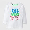 Toddler Boys' Long Sleeve Oh What Fun Graphic T-Shirt - Cat & Jack White 4T