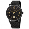 Akribos XXIV Men's Swiss Quartz Date Aperture Stainless Steel Black Bracelet Watch