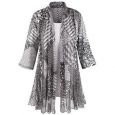 Women's Puzzle-Print Jacket With White T-Shirt Set - 3/4 Sleeves