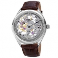 Akribos XXIV Men's Mechanical Skeletal Leather Grey Strap Watch