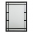 Metal Grid Mirror with Paned Beveled Glass - Black