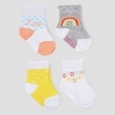 Baby Girls' 4pk Rainbow Crew Socks - Just One You Made by Carter's Yellow/Gray 0