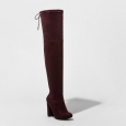 Women's Penelope Heeled Over-the-knee Boots - Burgundy - Size:6.5
