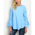 JED Women's Bell Sleeve Cotton Poplin Top