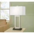 Artiva USA Geometric 29-inch Contemporary Chrome & Black Contrast Table Lamp with Rectangular Hardback Shade