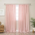 Aurora Home Belgian Flax Linen Pleated Tie Top Curtain Panel