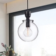 Luna Medium Clear Glass Globe Pendant Chandelier in Antique Black