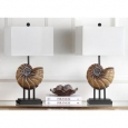 Safavieh Lighting 28-inch Nautilus Shell Light Brown Table Lamp (Set of 2)