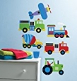 Wallies Peel and Stick Wall Art, Olive Kids Trains, Planes and Trucks