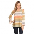 Women's Striped Polyester/Spandex Crew Neck Tunic