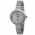 Akribos XXIV Women's Quartz Diamond Markers Expandable Silver-Tone Bracelet Watch