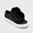 Mossimo Women's Abbie Slip On Sneakers With Faux Fur Pompom Black - Size:1