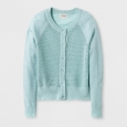 Girls' Long Sleeve Cardigan - Cat & Jack Bleached Aqua XS, Green