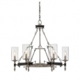 Savoy House Gramercy Polished Pewter/Black Leatherette 6-light Chandelier