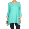 MOA Collection Women's Crochet Bell Sleeve Top