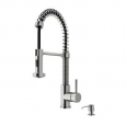 VIGO Edison Stainless Steel Pull-Down Spray Kitchen Faucet with Soap Dispenser