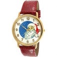 Trax Santa Claus Christmas Watch with Red Leather Strap and White Dial