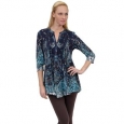 La Cera Women's Printed Pleated Top Tunic