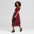 Xhilaration Women's Smocked Off The Shoulder Midi Dress - Berry - Size: S