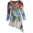 Women's Tunic Top - Art Nouveau Bright Brushstrokes - Red & Blue